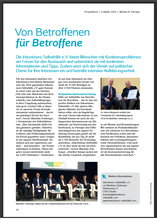Interview mit Perspektiven (Coloplast GmbH Kundenmagazin)